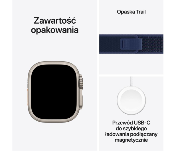 APPLE Watch Ultra 2 GPS Cellular 49mm koperta tytanowa + opaska Trail (niebieski/czarny) - M/L - 1180314 - zdjęcie 9